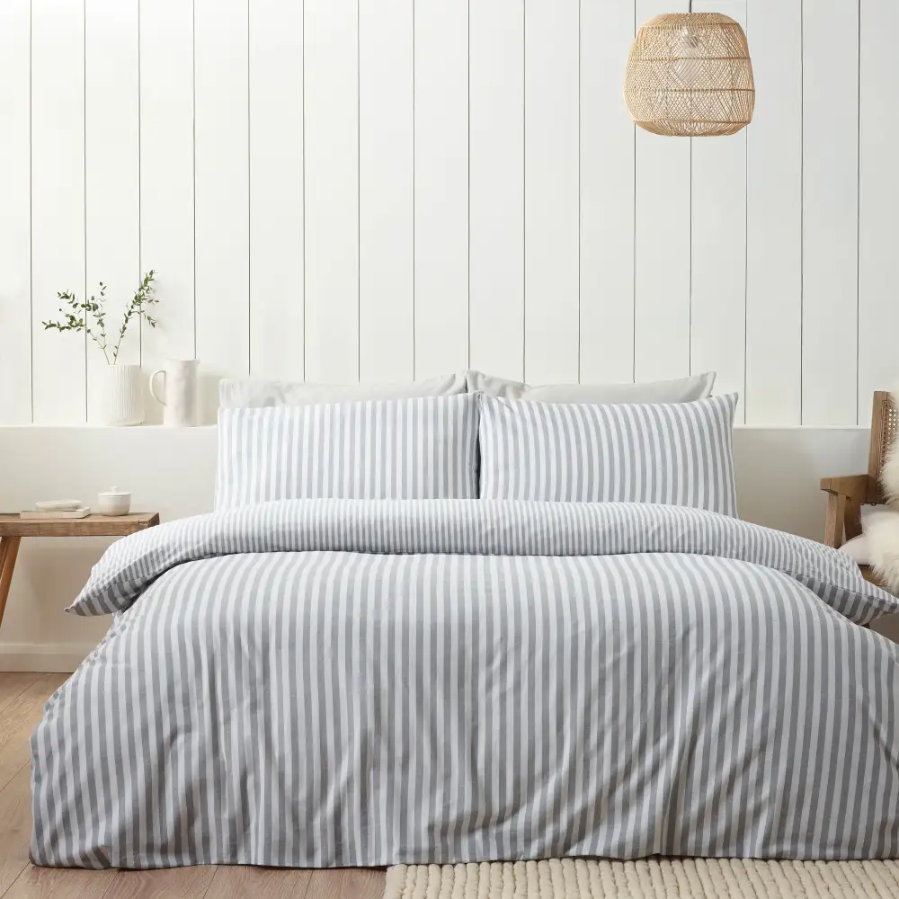 Reversible Stripe Linen Duvet Cover Set