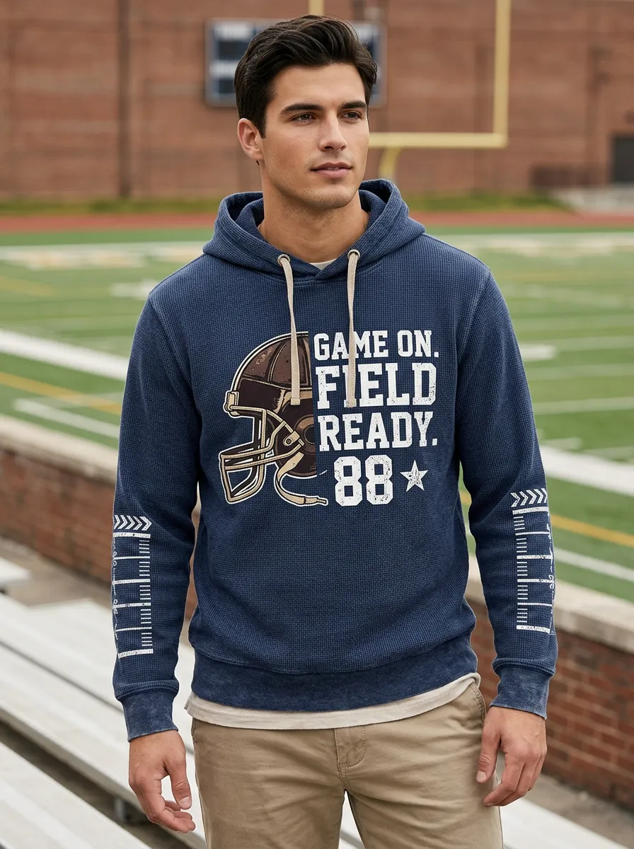 Men's Football Lover Game On Field Ready 88 Printed Hoodie