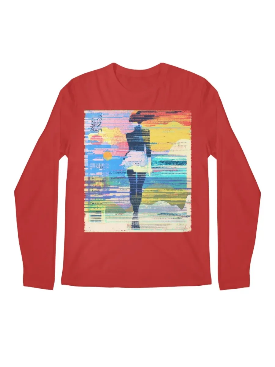 Glitch Art Printed Long Sleeve Tee