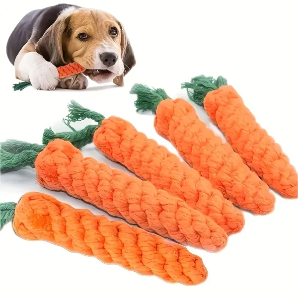 2 Pcs Carrot Dog Rope Toy