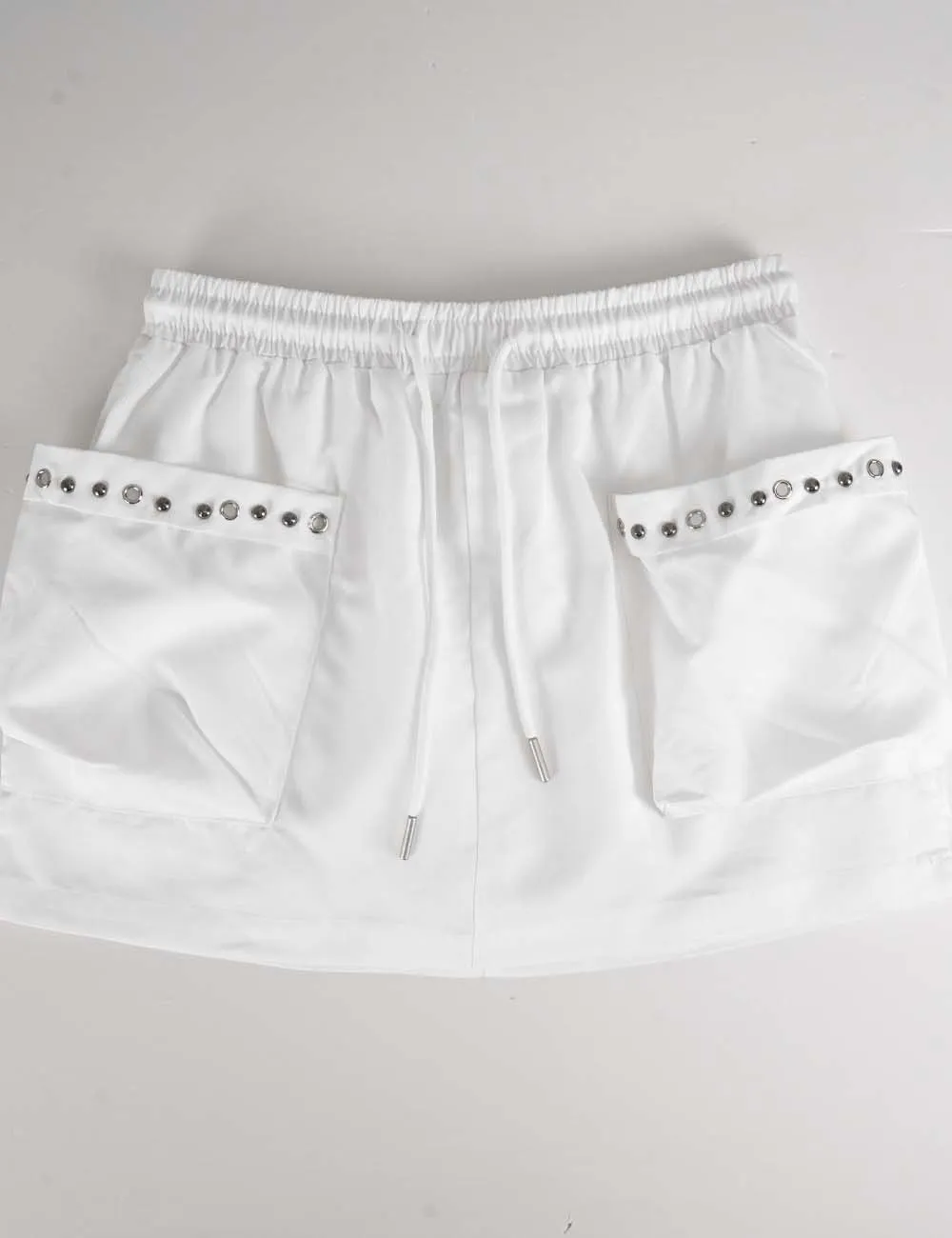 Chic Studded Pocket Drawstring Mini Skorts