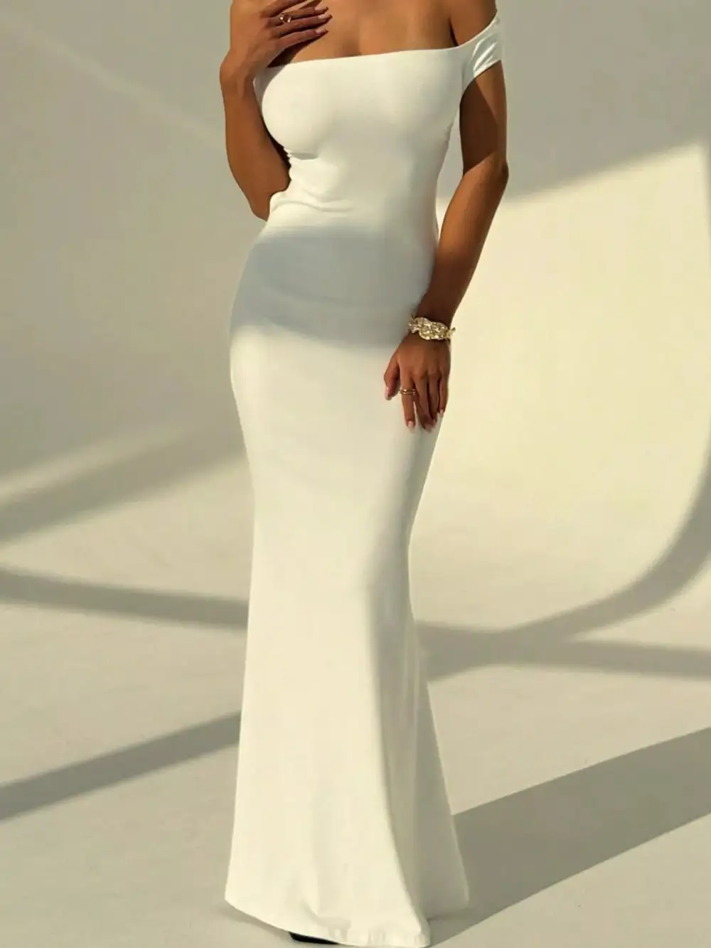 Backless Off Shoulder Bodycon Mermaid Maxi Dress