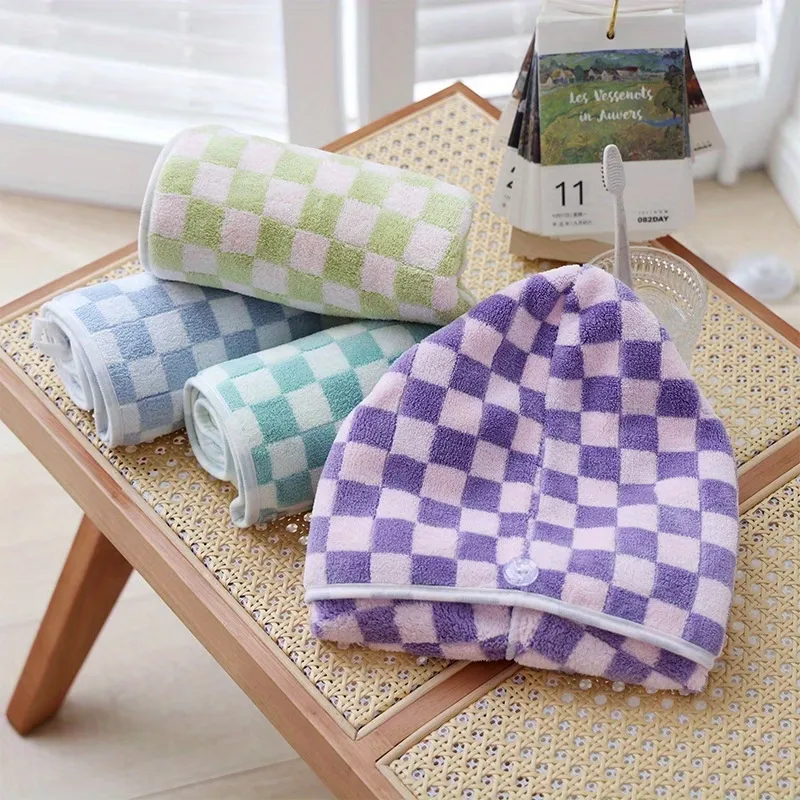 Checkered Hair Drying Towel