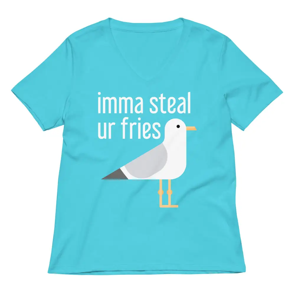 Fries Print V Neck Tee