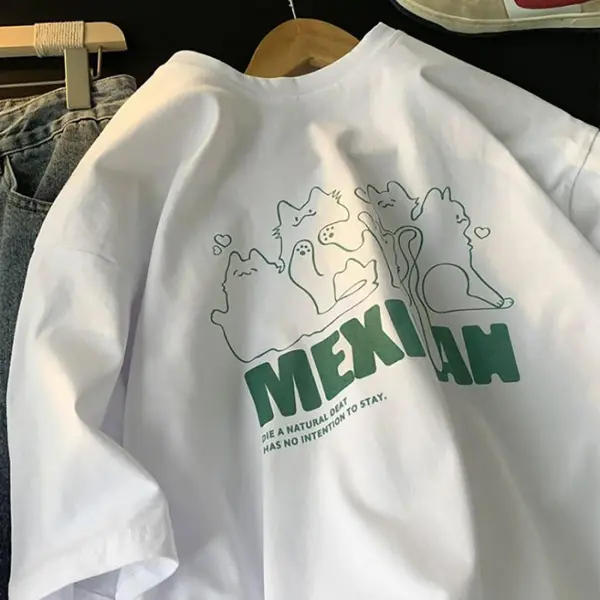 Printed Cat Graphic T-Shirt