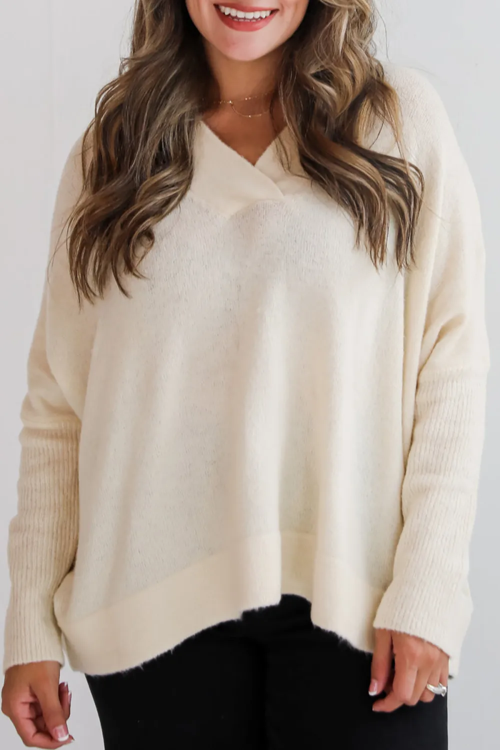 Long Dolman Sleeves Ivory Sweater