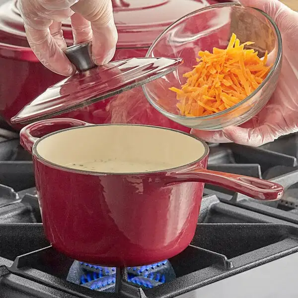 Space-Saving Enameled Cast Iron Sauce Pan with Cover