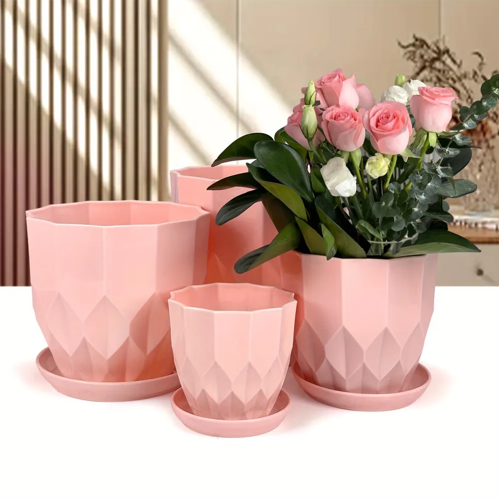 4-Piece Planter Set with Saucers