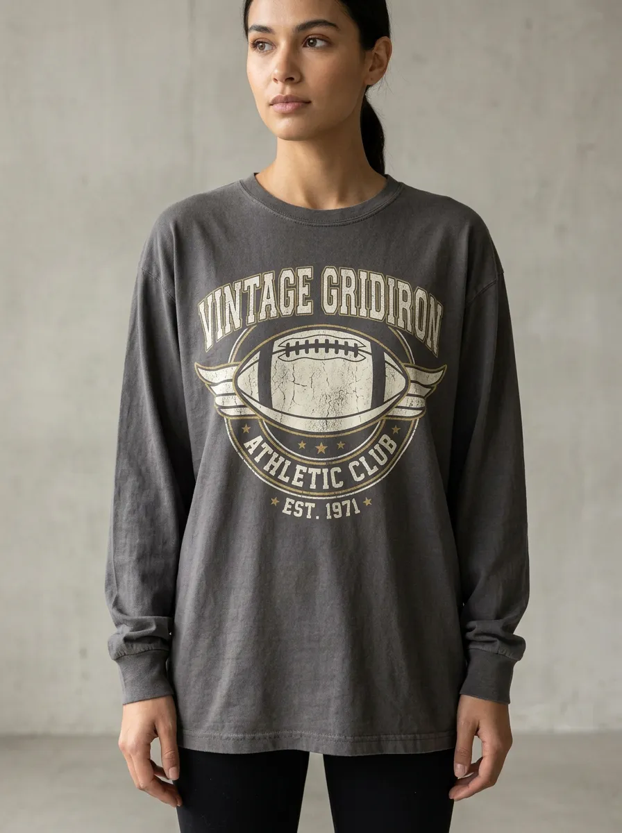 Unisex Vintage Gridiron Football Athletic Club Graphic Long Sleeve T-shirt