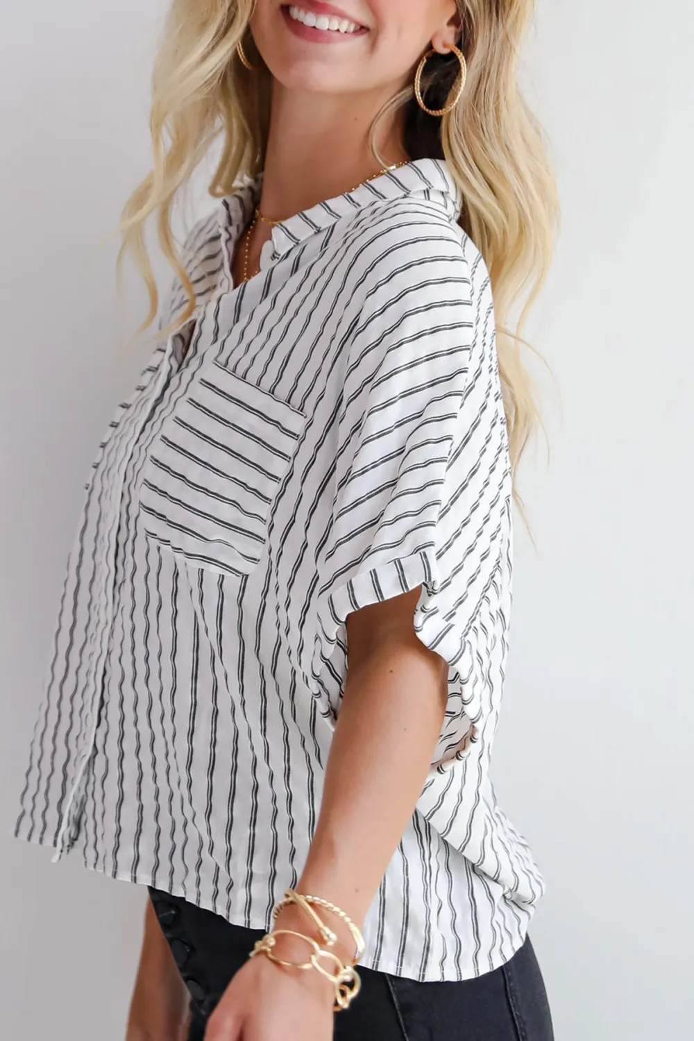 White Striped Blouse