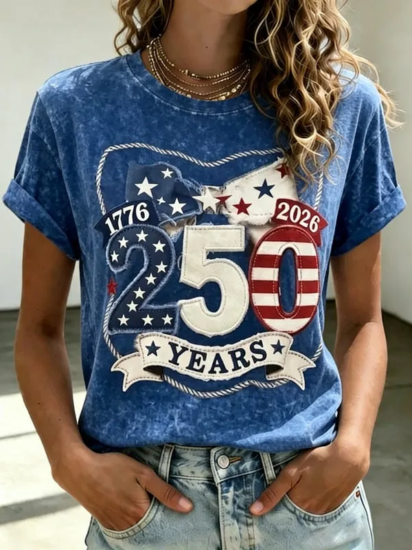Women'S 250Th Anniversary Animal Dog Printed Casual T-Shirt