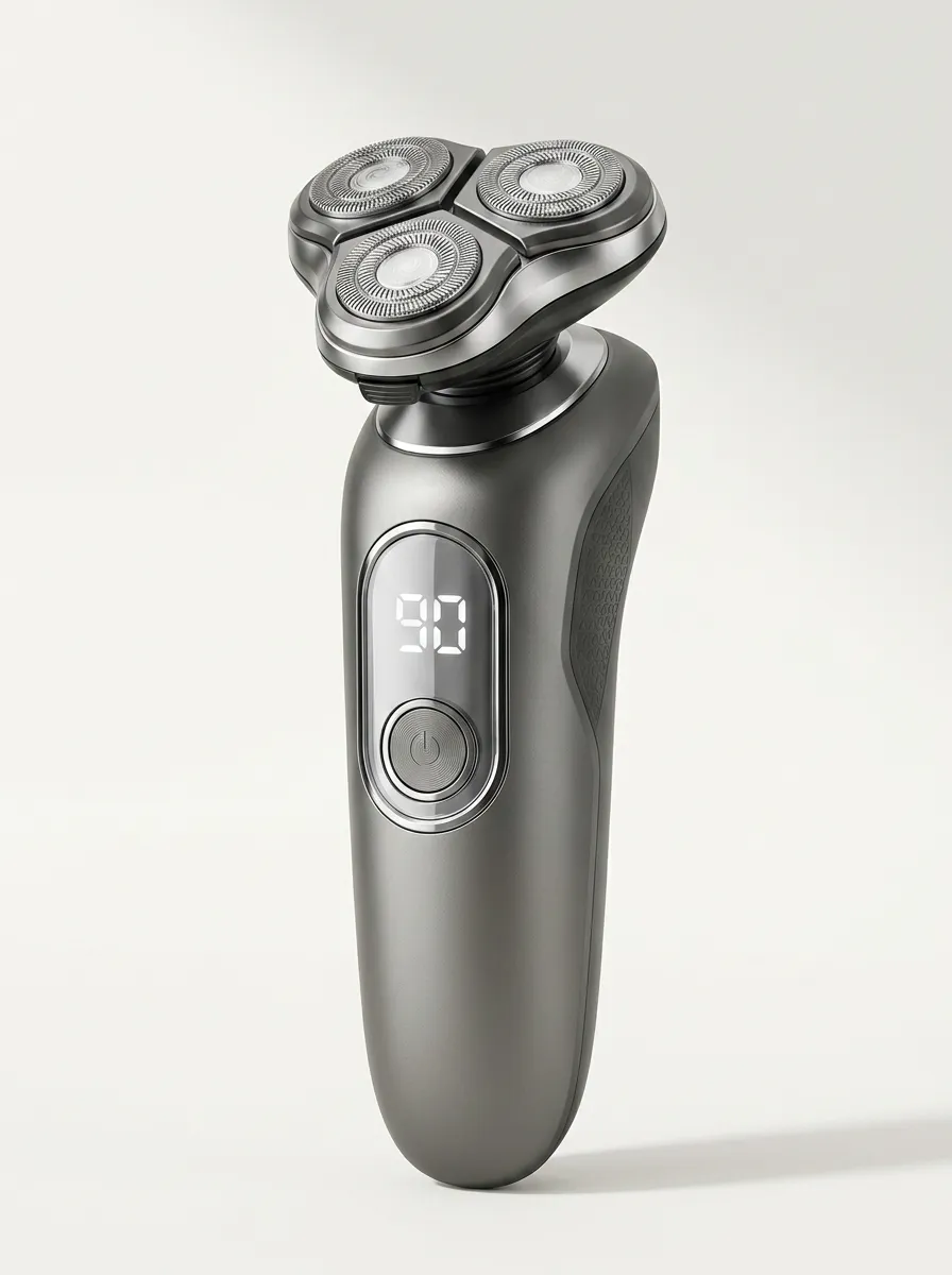Rotary Triple-Head LED Display Electric Shaver for Shaving Routines