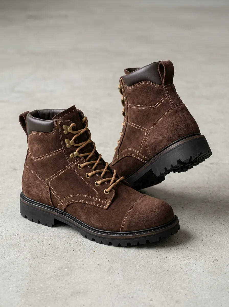 Unisex Suede Leather Lace-Up Work Boots