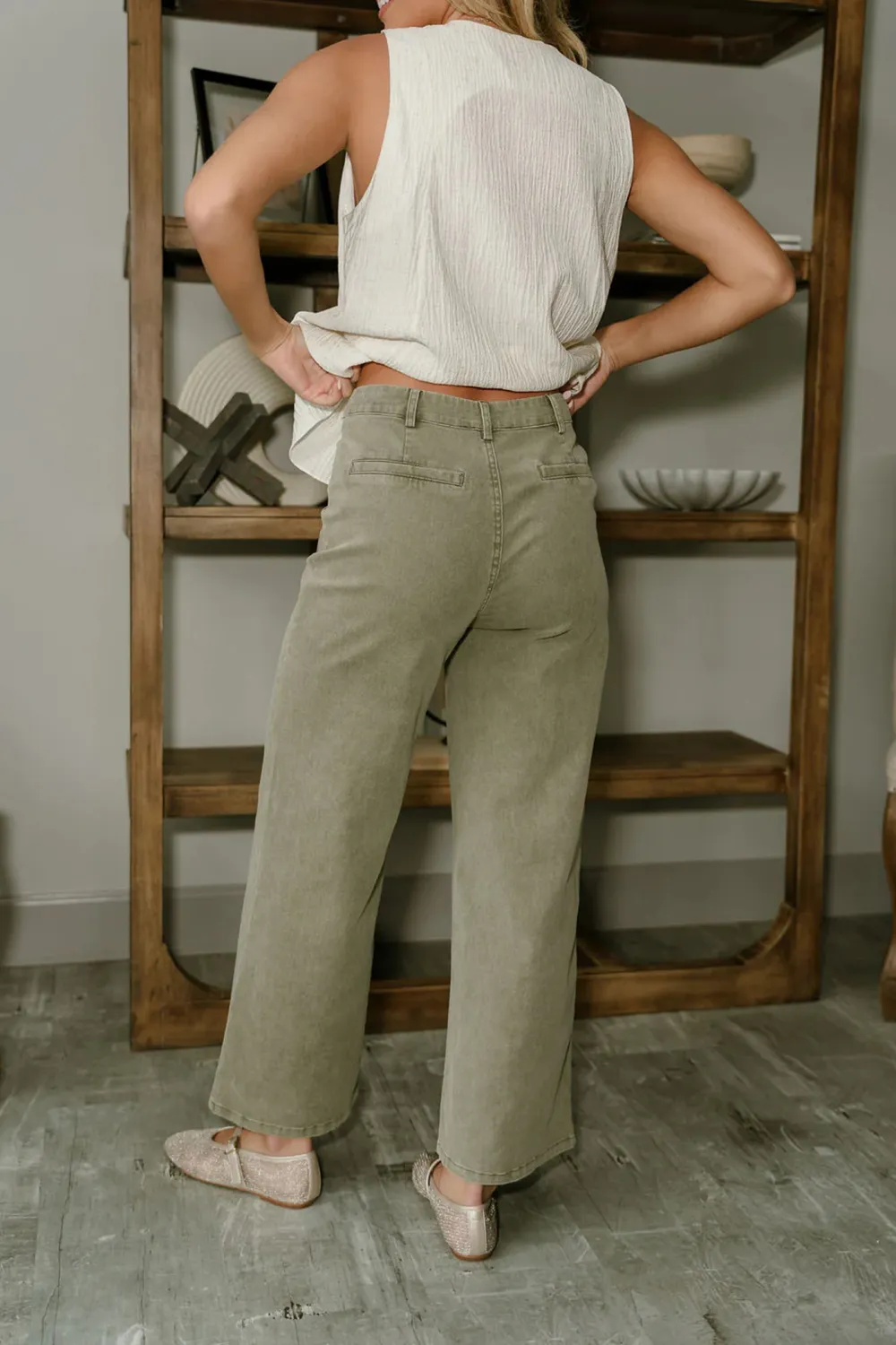 Washed High Rise Pants