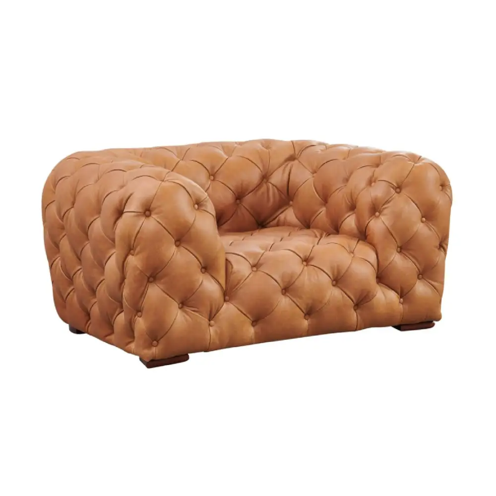 Tufted Italian Leather Lounge Chair