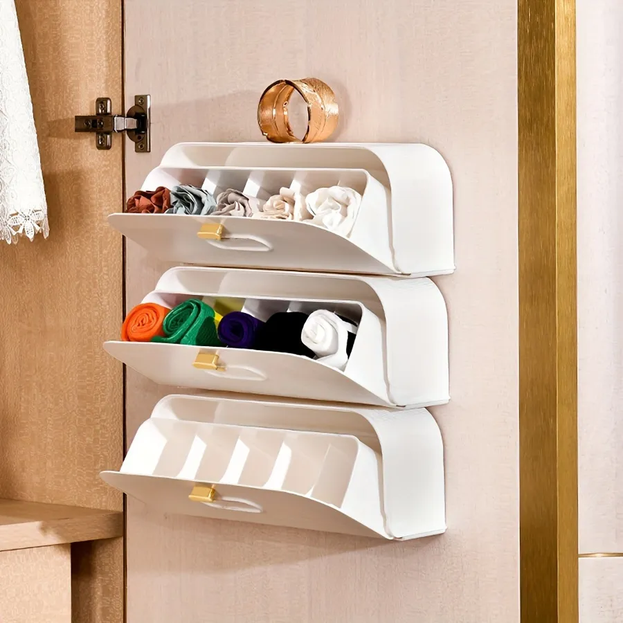 Wall-Mounted 4-Tier Fabric Drawer Organizer, Closet Tool for Underwear and Small Items Storage