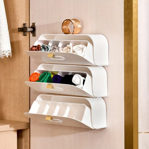 Wall-Mounted 4-Tier Fabric Drawer Organizer, Closet Tool for Underwear and Small Items Storage