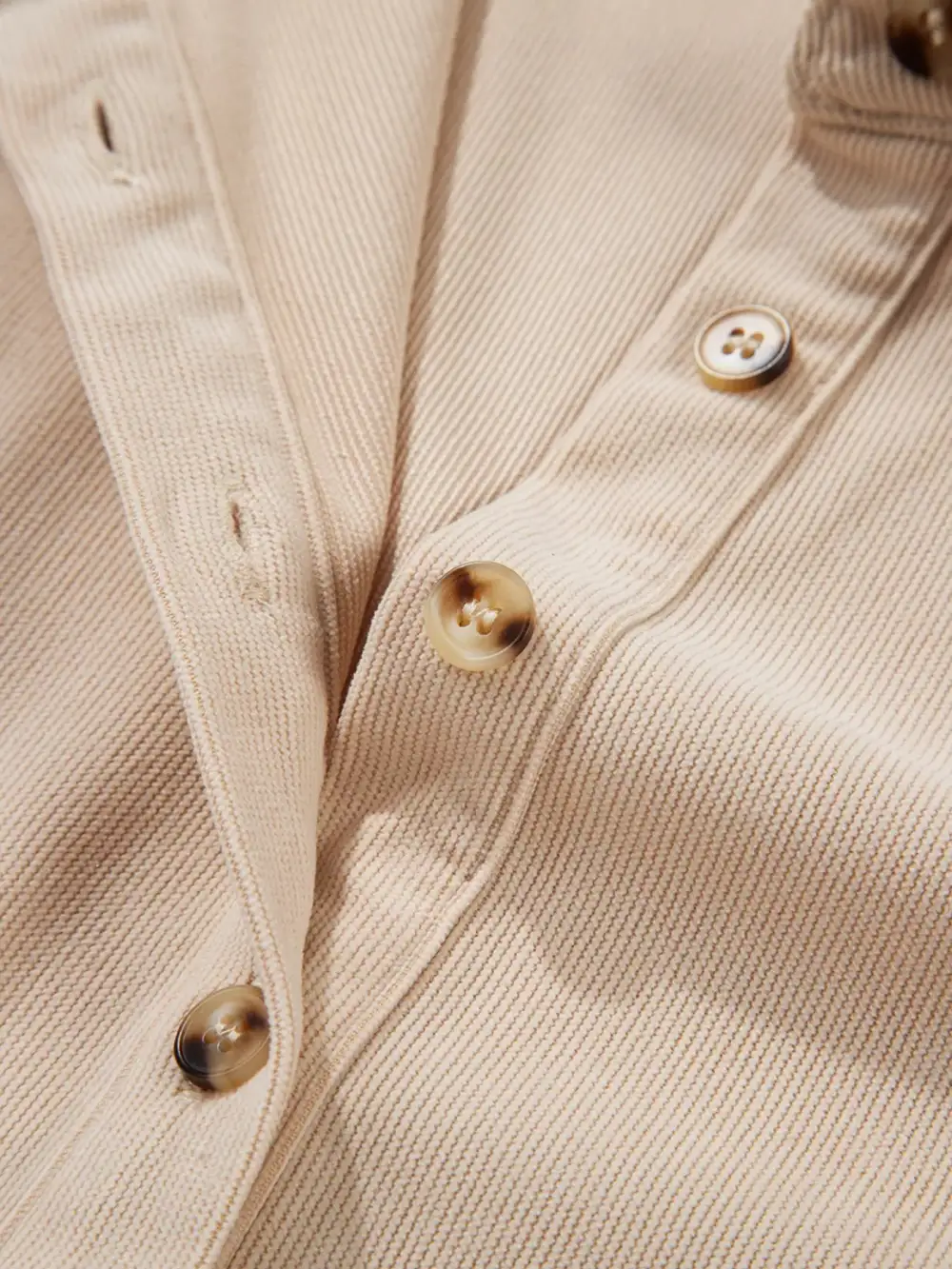 Polished Detail Corduroy Half Button Long Sleeve Mini Dress