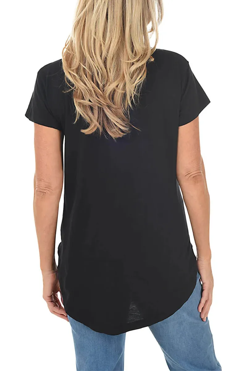 High-Low Slub Knit Cotton Tee