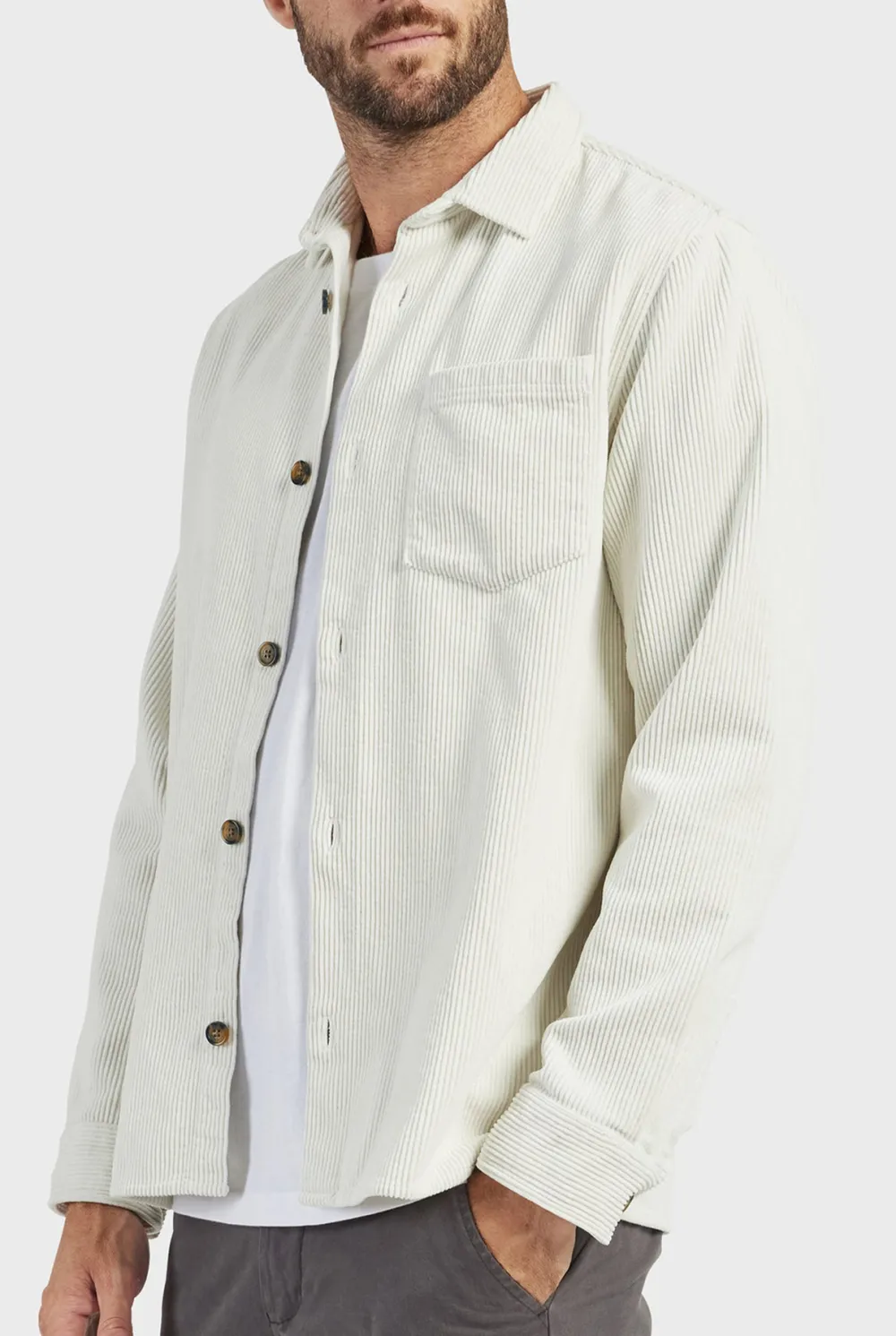 Textured Corduroy Casual Overshirt