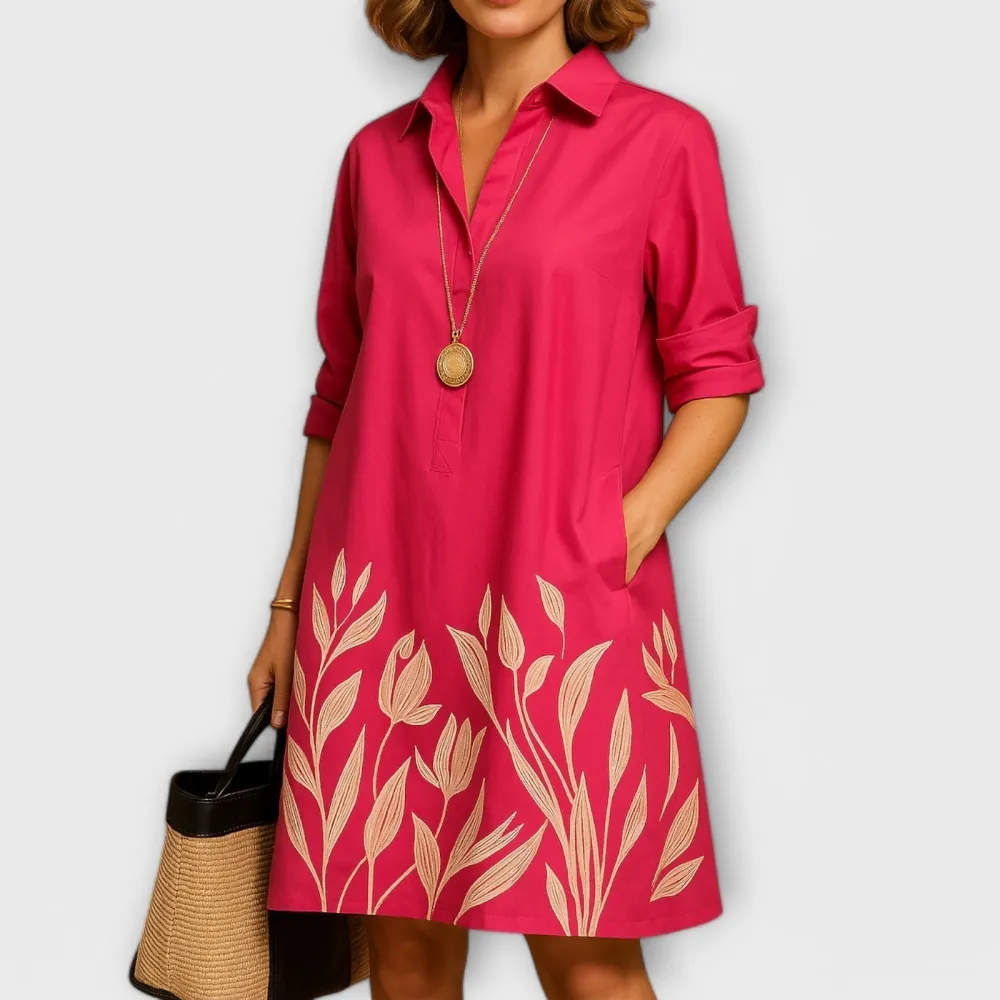 Refined Shirt Style Relaxed Casual Dress