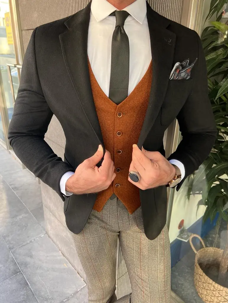 Classic Slim Fit  Italian Fabric Stamped Blazer