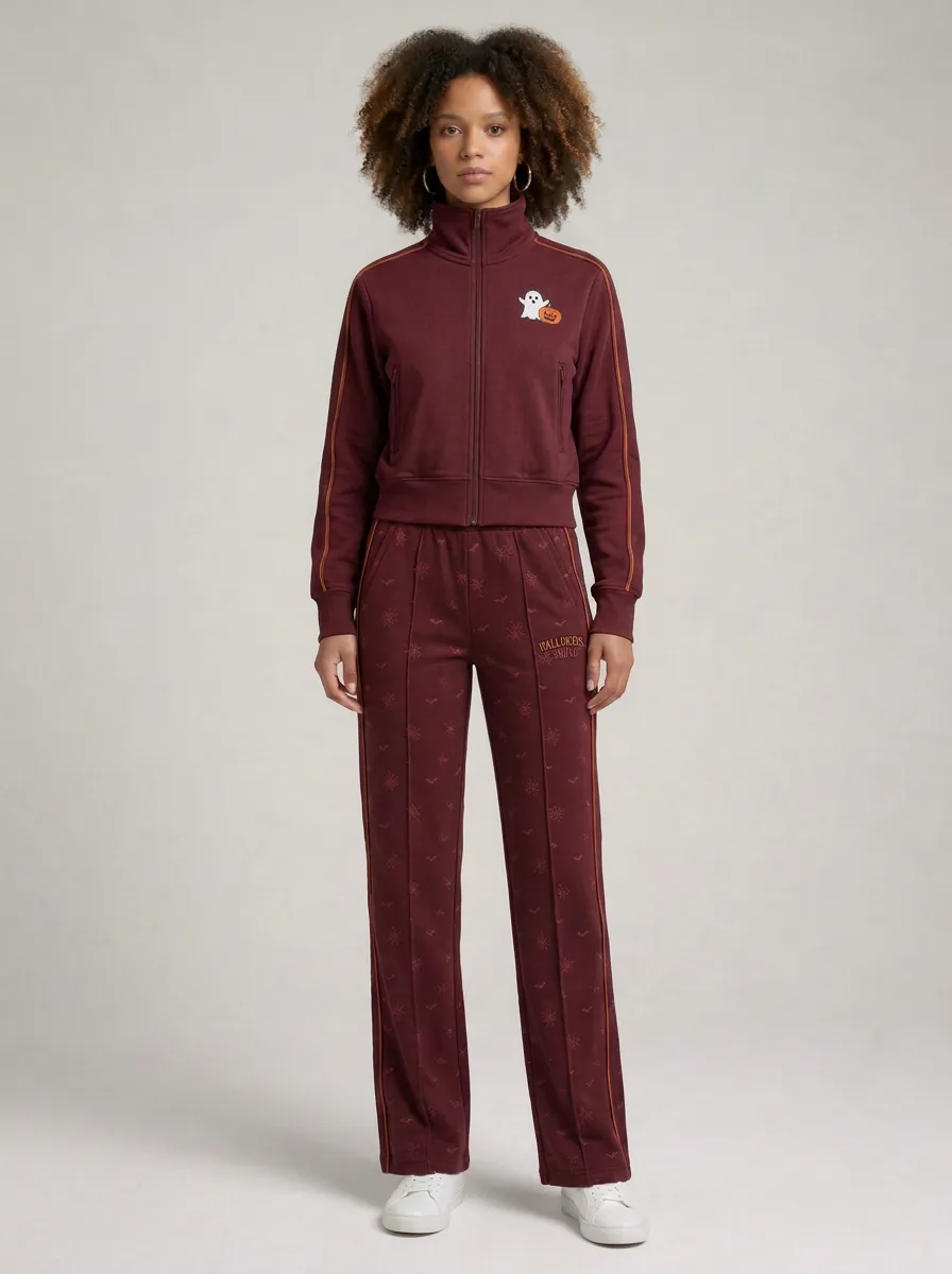 Women's Halloween Ghost Pumpkin Pattern Printed Tracksuit
