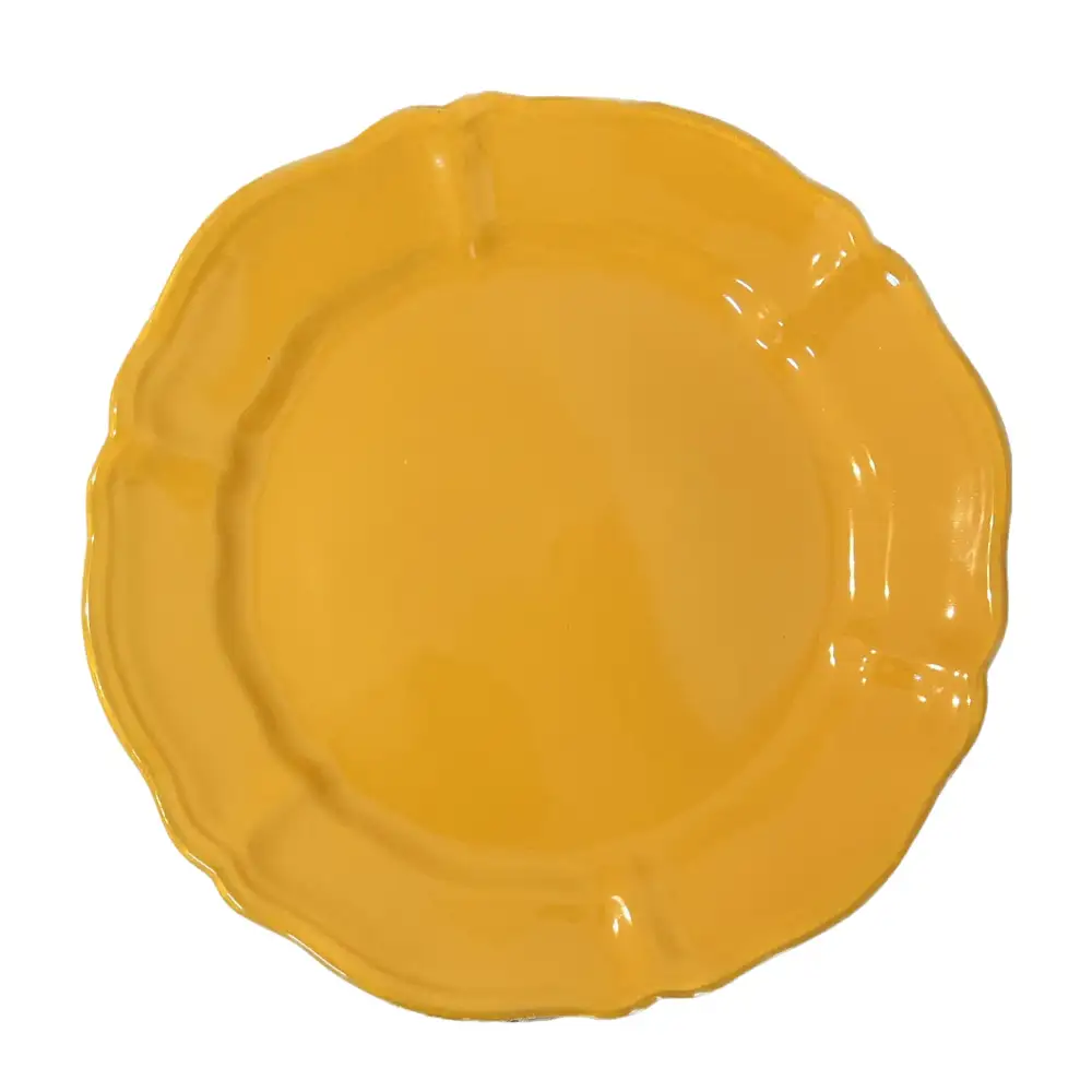 Scalloped Hand-Painted Ceramic Dinner Plate