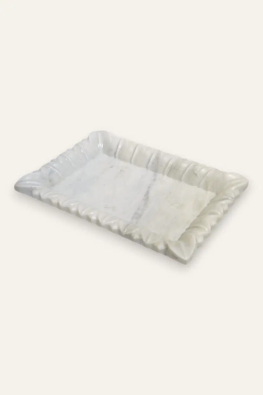 Ridged Edge Marble Serving Tray