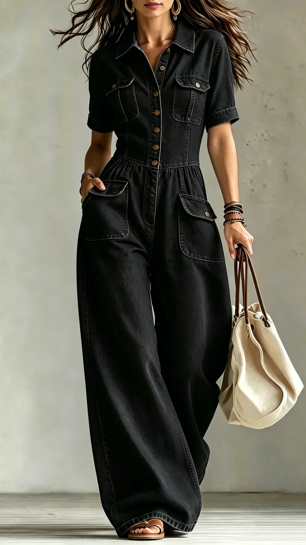 Washed Denim Jumpsuit