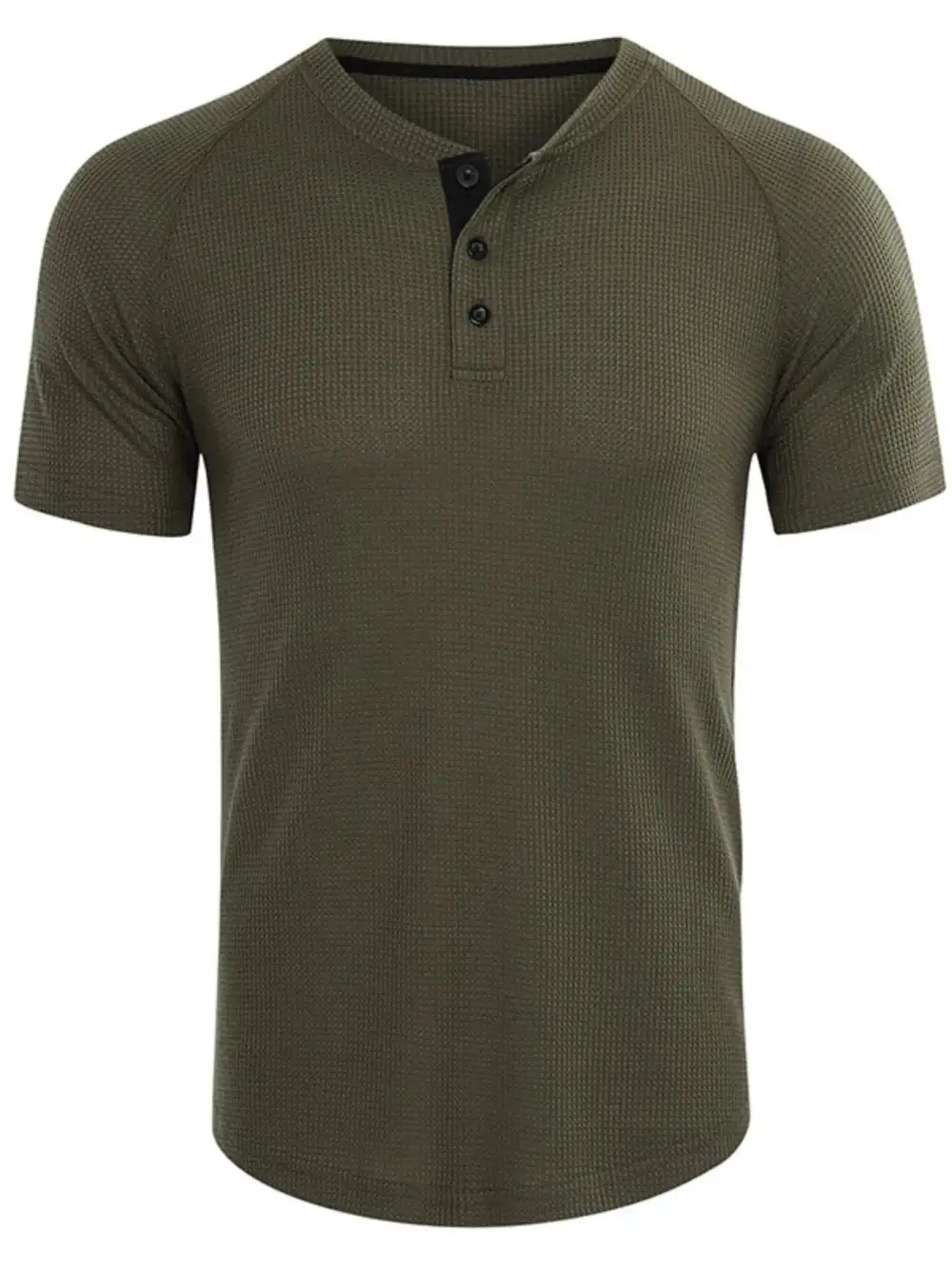 Relaxed Waffle Knit Henley Tee