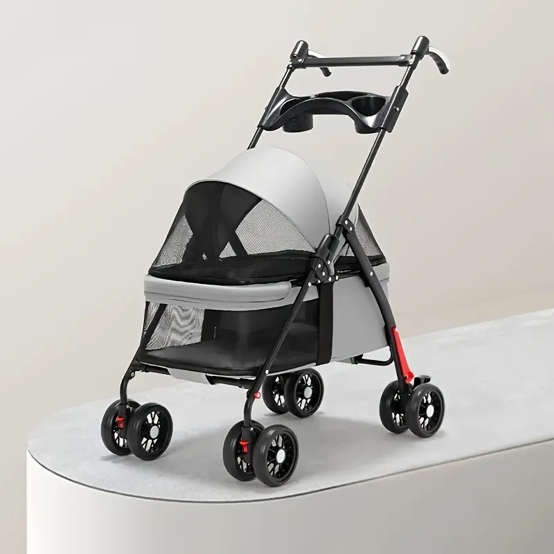 Foldable Pet Stroller for Small Cats & Dogs, Pet Accessory for Travel and Outdoor Use
