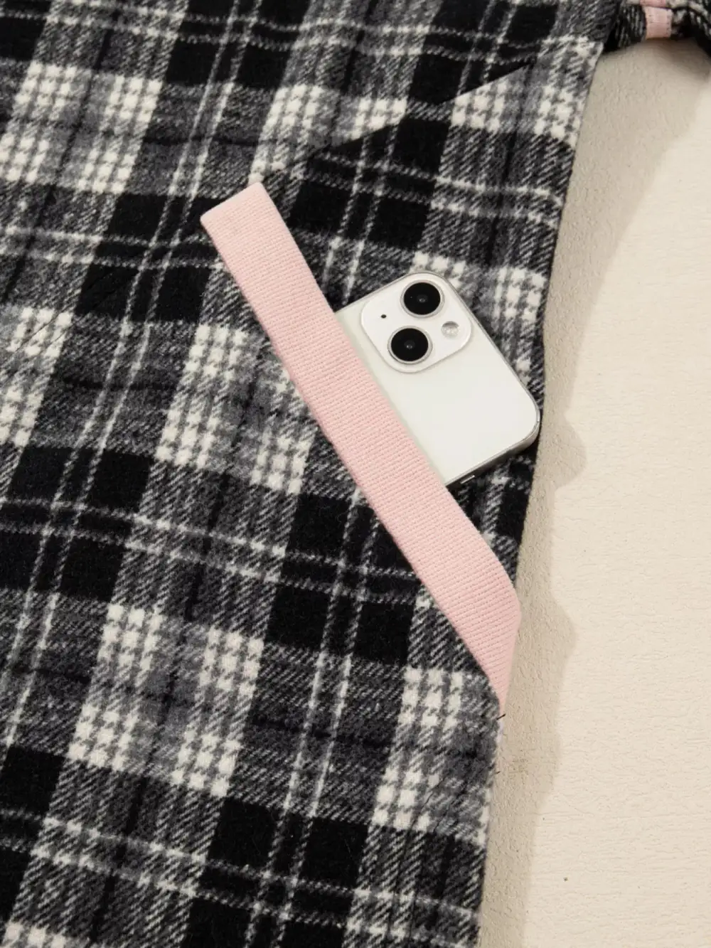 Plaid Zip Front Long Sleeve Mini Dress