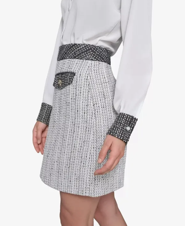 Metallic Cotton Wool Blend Skirt
