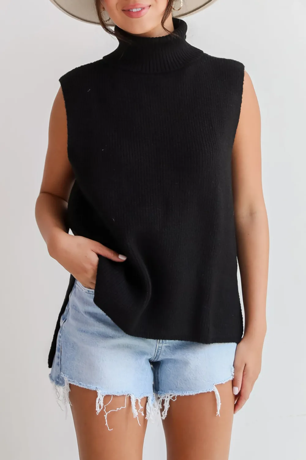 Black Turtleneck Sweater Top