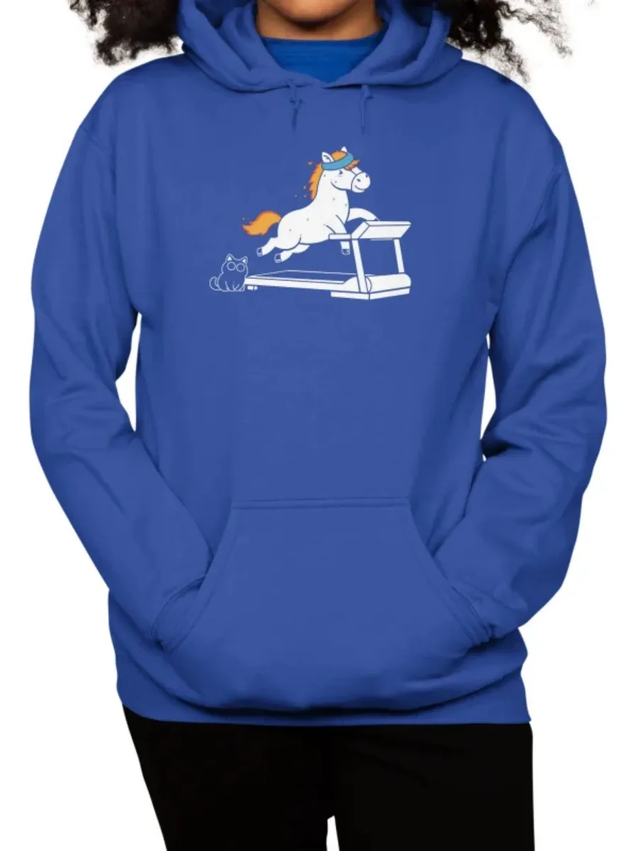 Cartoon Horse Gym Printed Hoodie