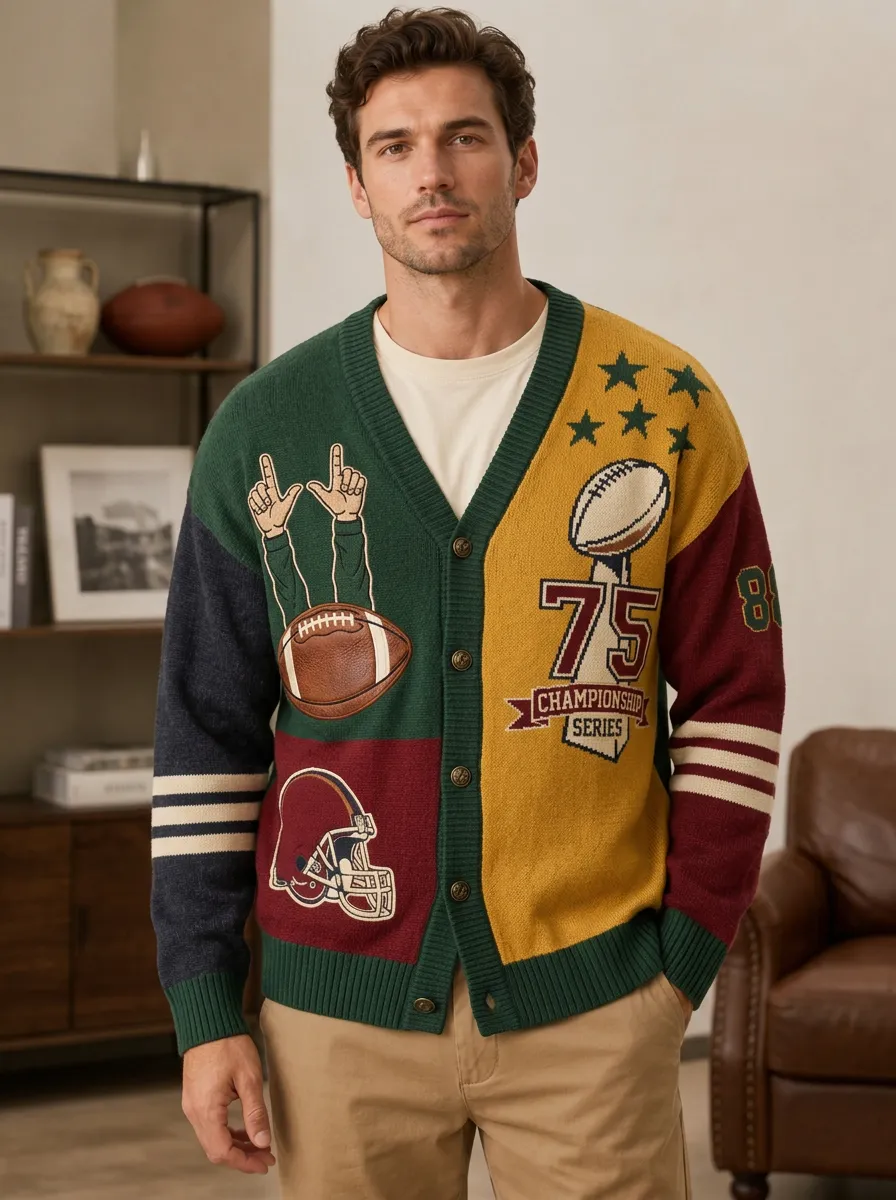 Men's Football Championship Series Helmet Knit Knit Cardigan
