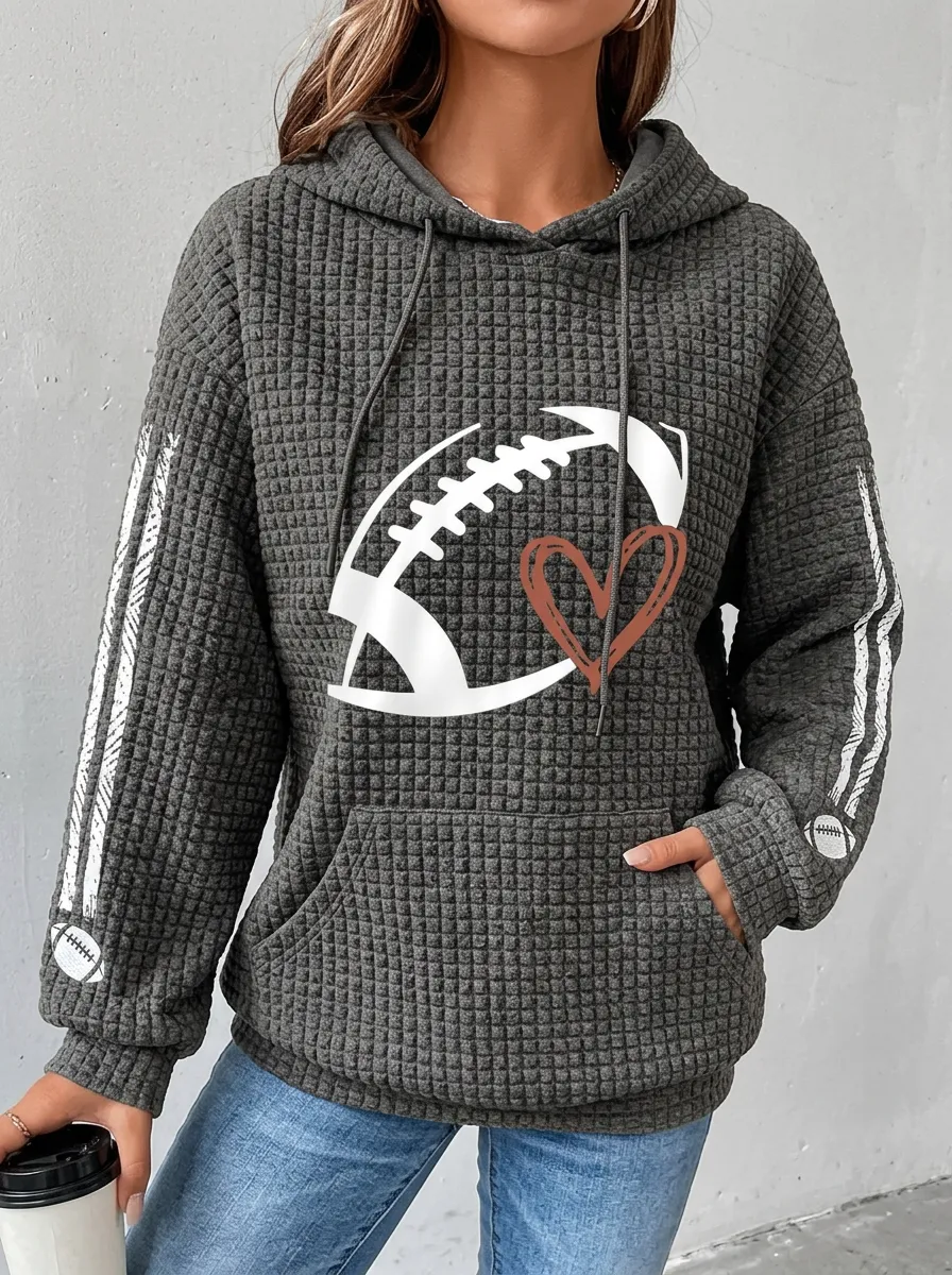 Women's Field Inspired Gridiron Heart Ball Graphic Hoodie