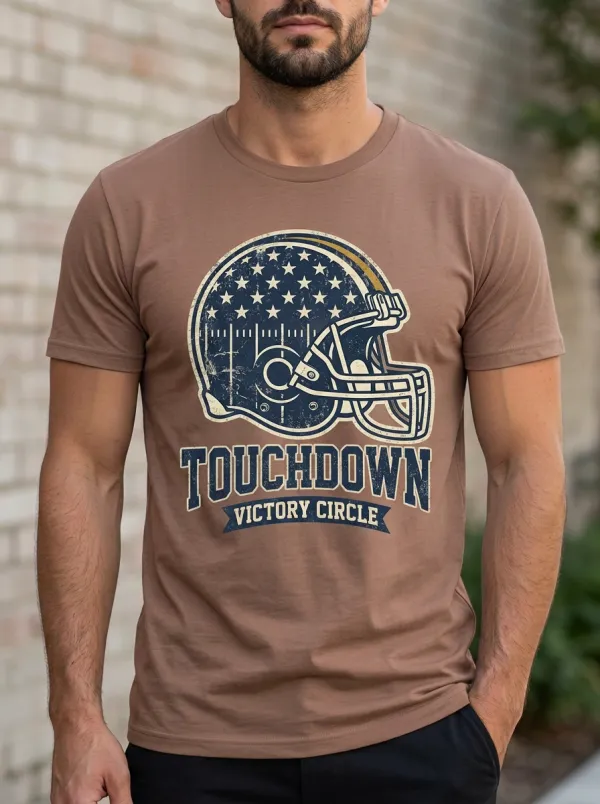 Men's American Football Lover Usa Flag Helmet Printed T-Shirt