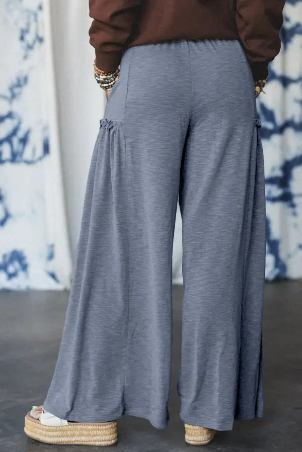 High Waist Relaxed Fit Wide Leg Pocketed Casual Pants