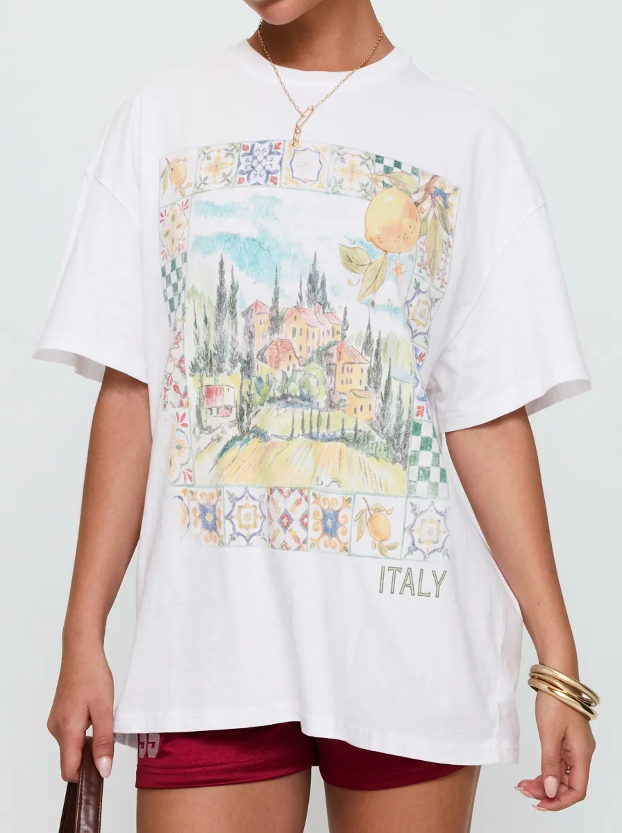 Women's Italy Travel Lover Mediterranean Landscape Printed T-shirt