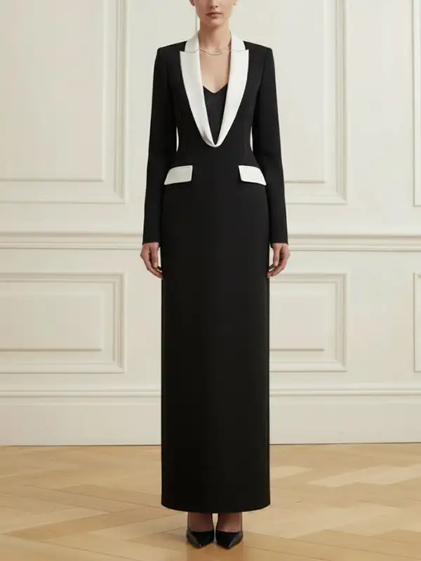 Deep Long Neck Maxi Dress