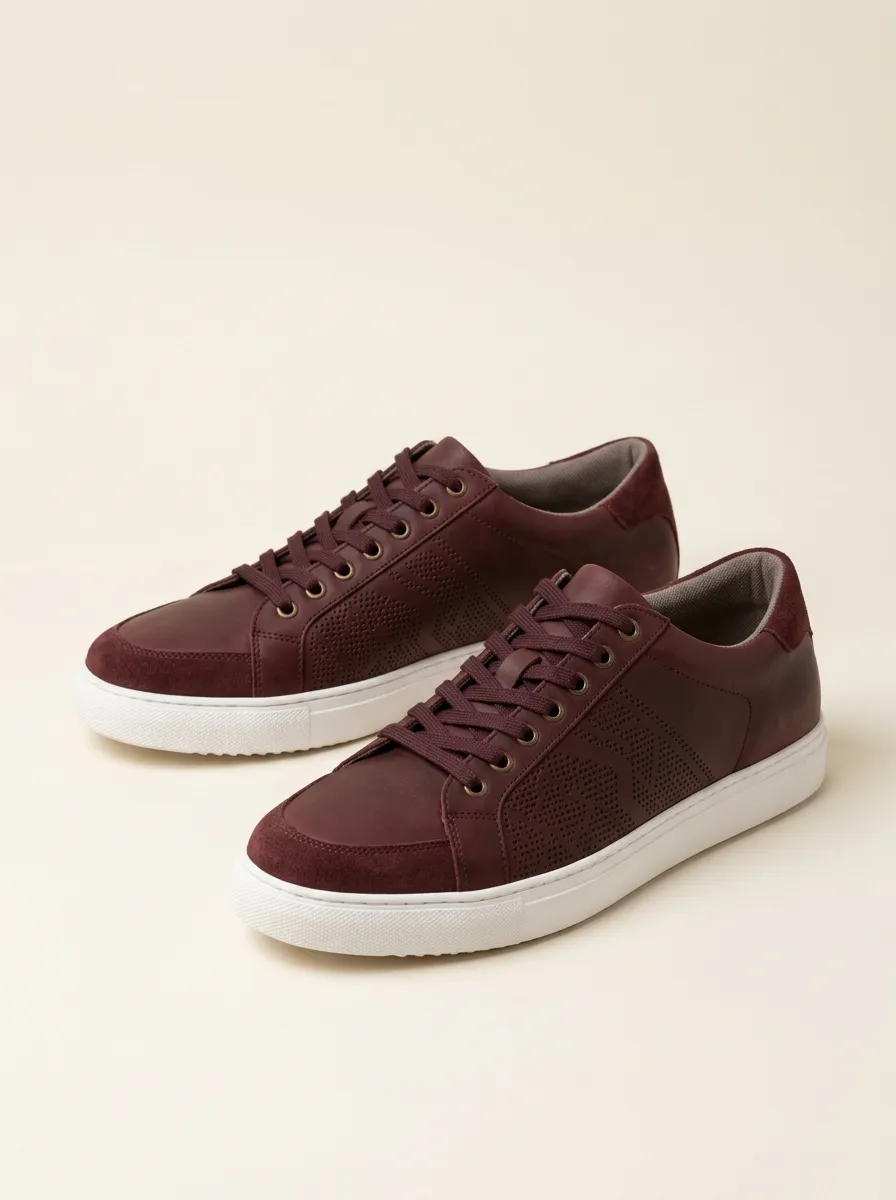 Men's Modern Perforated Leather Casual Sneakers