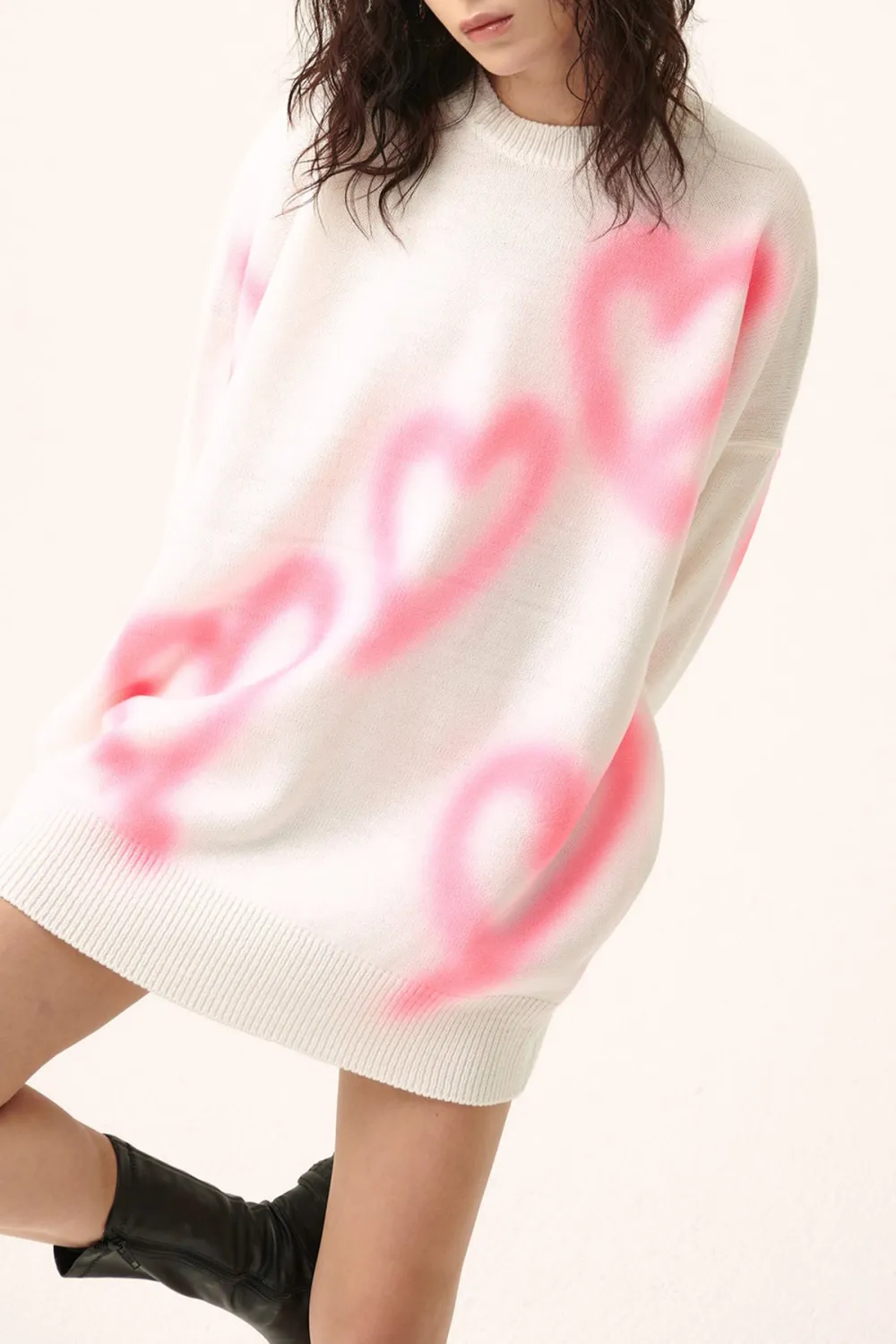 Heart Printed Sweaterdress