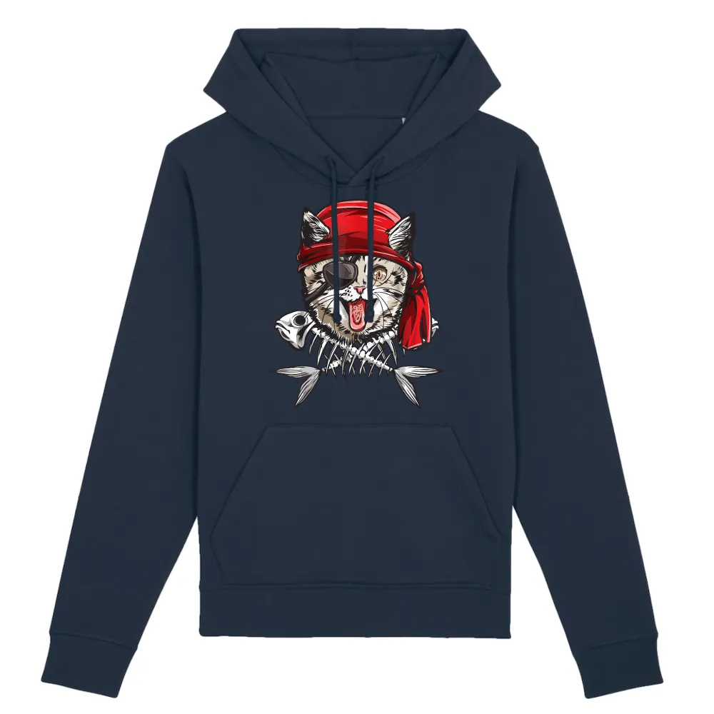Pirate Cat Graphic Pullover Hoodie