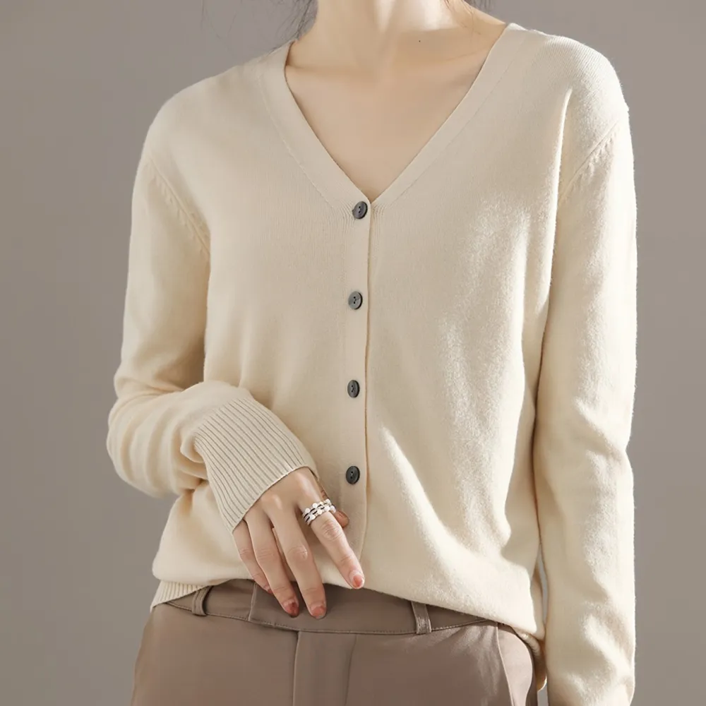 Elegant V Neck Long Sleeve Cardigan