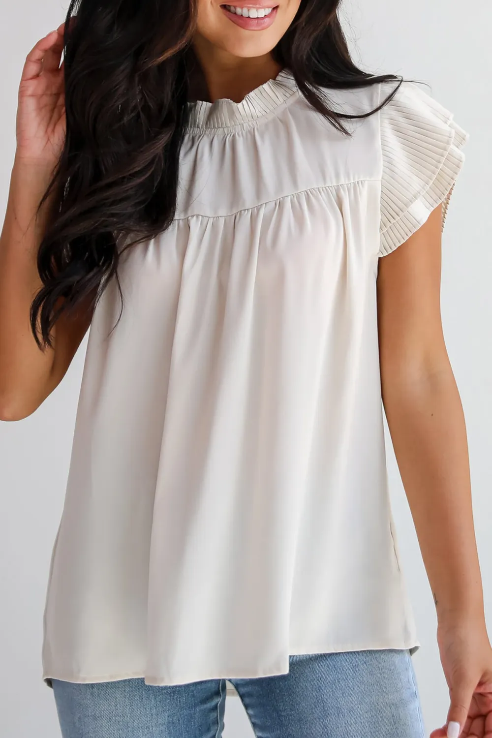 Cream Ruffle Blouse