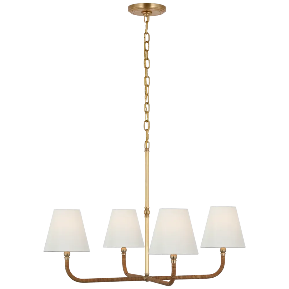 Single Tier Rattan Shade Chandelier