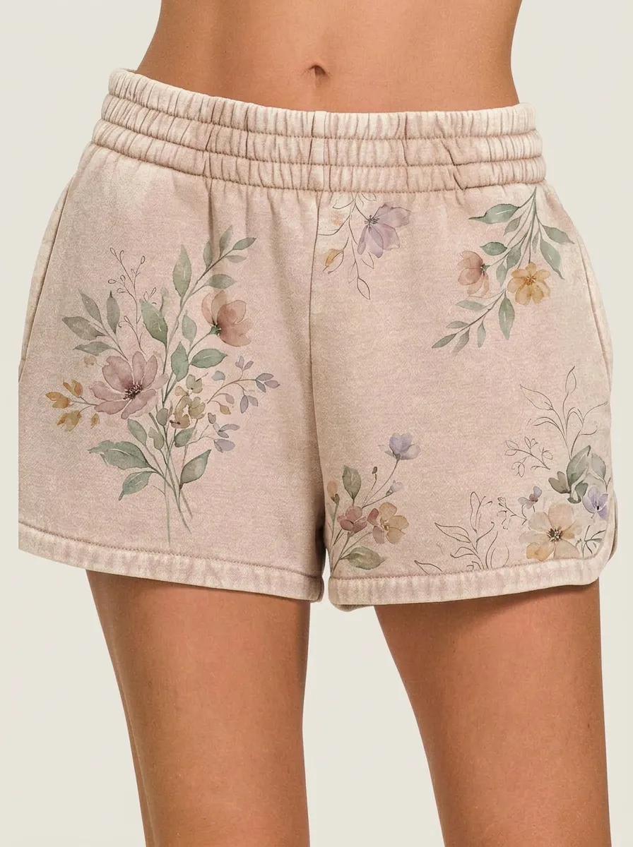 Women's Botanical Lover Watercolor Floral Printed Shorts