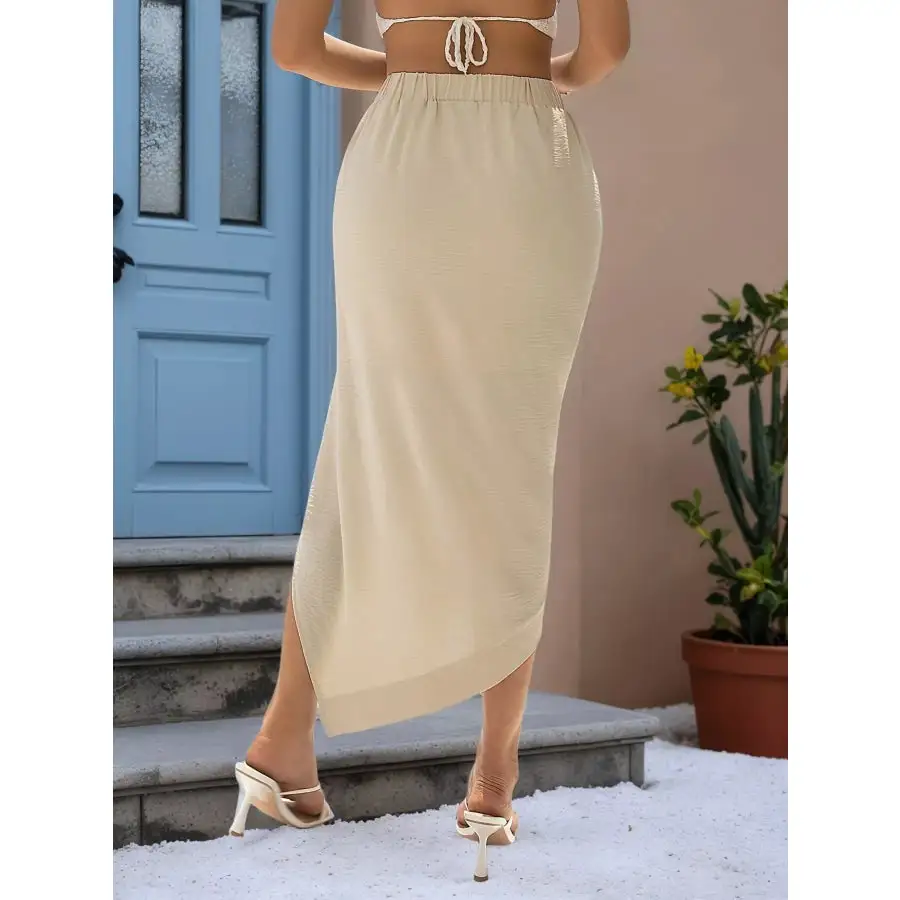Asymmetric Tassel Wrap Skirt